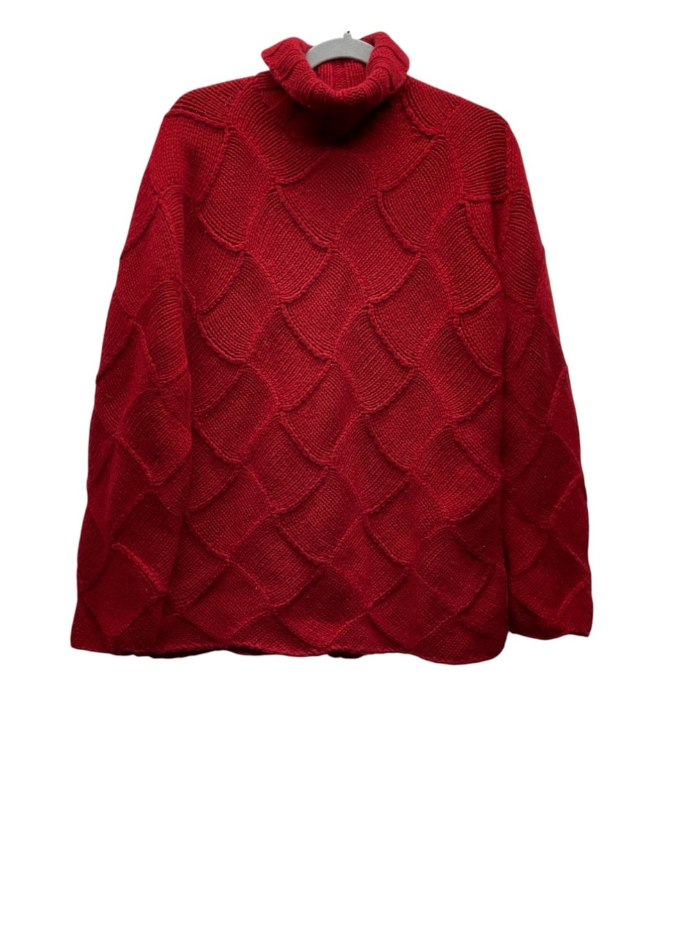 Daniel Bishop 100% Cashmere Crisscross Patch Turtleneck Sweater in red Size M